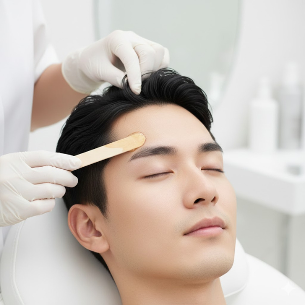 眉毛施術の様子